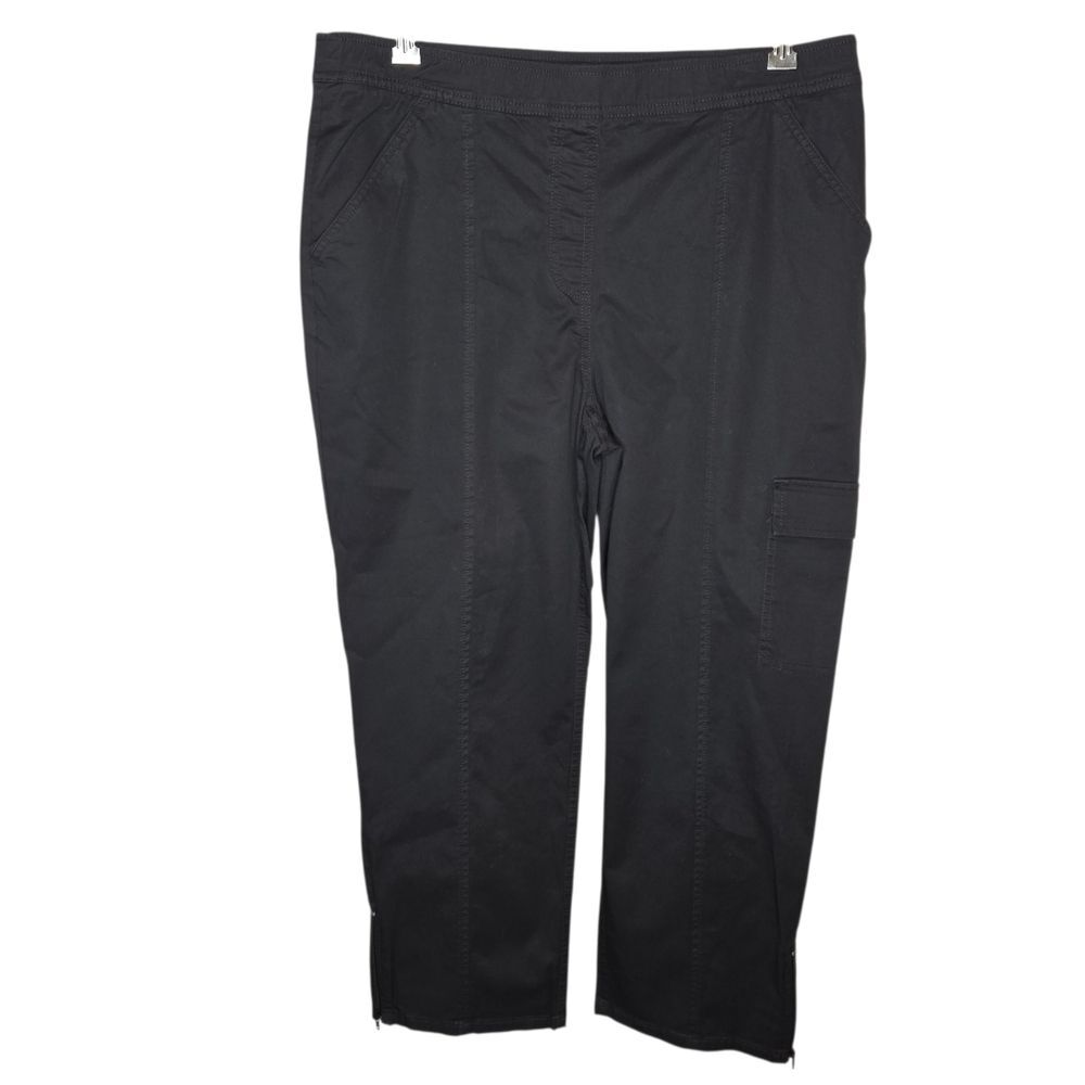 Chico's Nwot Soft Washed, Zip Hem Pull-On Straight Cargo Cropped Pants 1 Medium